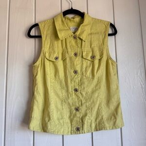 Vintage Ann Taylor Light Green Linen Vest Top
